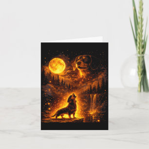 Vintage moonlight dog funny dachshund howling at card