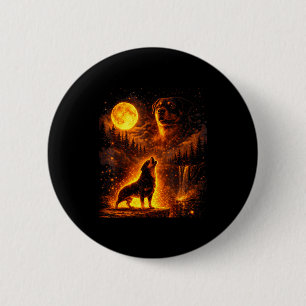 Vintage moonlight dog funny rottweiler howling at 6 cm round badge