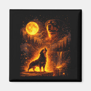 Vintage moonlight dog funny rottweiler howling at magnet