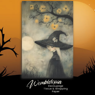 Vintage Moonlit Dreamy Witch Halloween Decoupage Tissue Paper