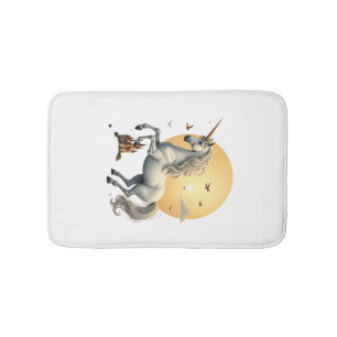 Vintage Moonlit Unicorn Fantasy Art with Castle an Bath Mat