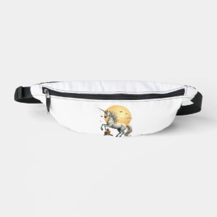 Vintage Moonlit Unicorn Fantasy Art with Castle an Bum Bags