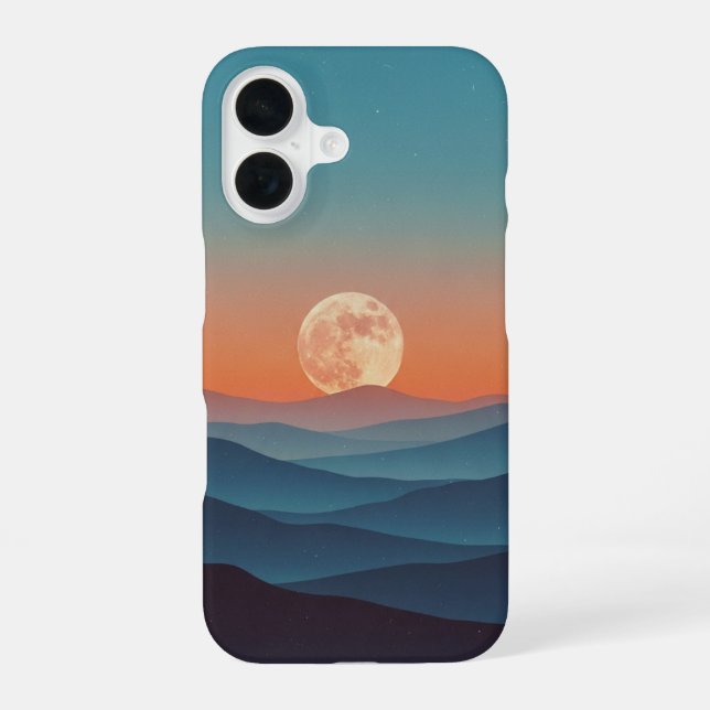 Vintage Moonrise over the Hills iPhone 16 Case (Back)