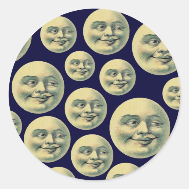 Vintage Moons Classic Round Sticker (Front)
