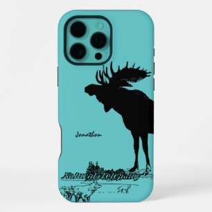 Vintage Moose and Wolf Wildlife Choose Colour iPhone 16 Pro Max Case