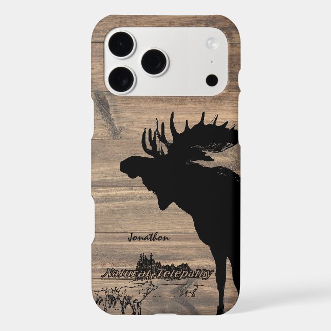Vintage Moose and Wolf Wildlife iphone Case (Back)