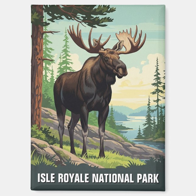 Vintage Moose at Isle Royale National Park Magnet (Front)