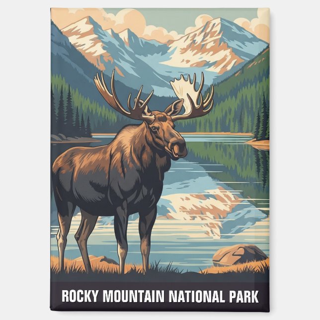 Vintage Moose at Rocky Mountain National Park Magnet (Front)