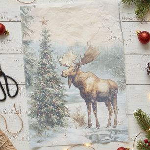 Vintage Moose Christmas Winter  Tissue Paper