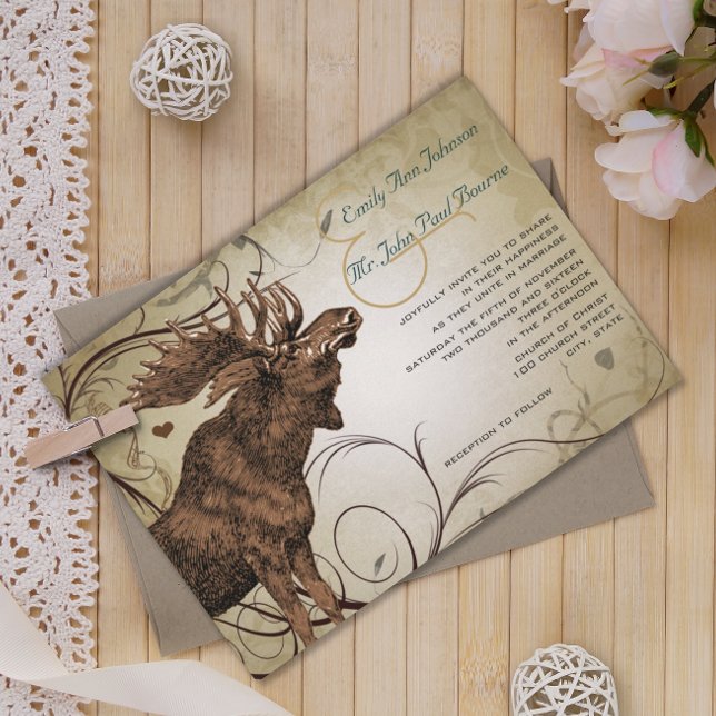 Vintage Moose Wedding Invitations (Creator Uploaded)