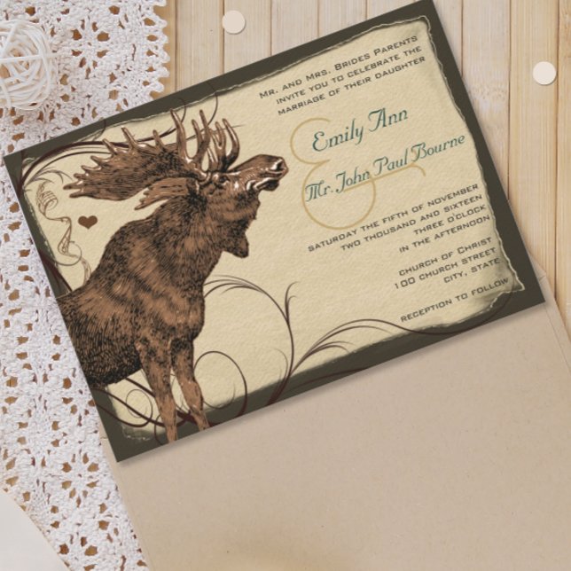 Vintage Moose Wedding Invitations (Creator Uploaded)