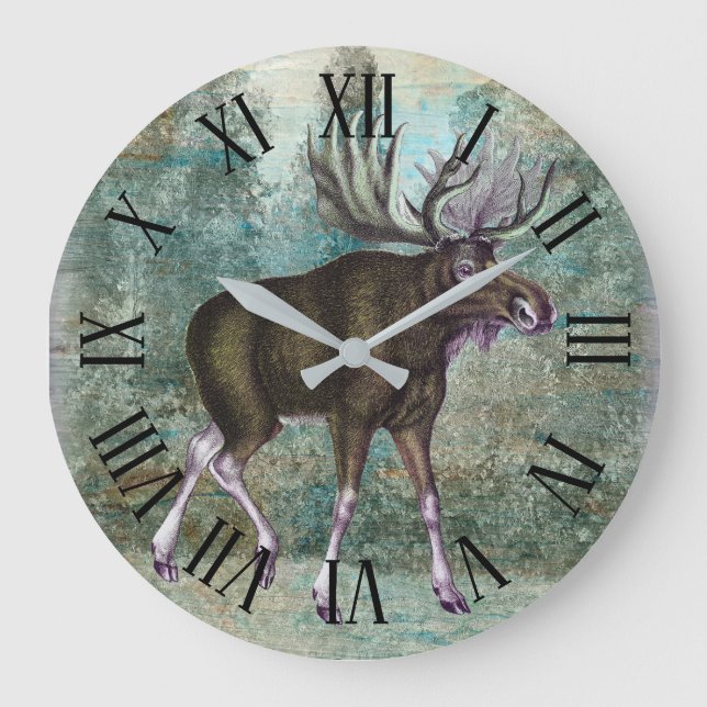 Vintage Moose Wilderness Large Clock (Front)
