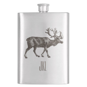 Vintage Moose with Monogram Hip Flask
