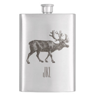 Vintage Moose with Monogram Hip Flask