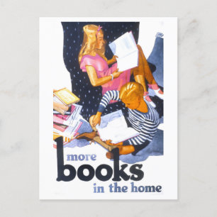 Vintage "More Books in the Home" Poster Postcard