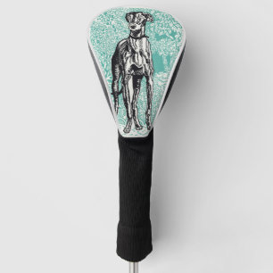 Vintage Moriz Jung Greyhound Art Teal Background Golf Head Cover