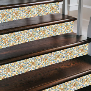 Vintage Moroccan Floral – Cream & Blue Ornate Tile