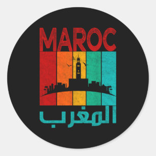 Vintage Morocco I Love Morocco Map Morocco Soccer Classic Round Sticker