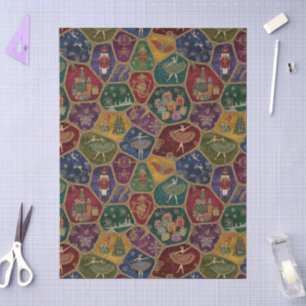 Vintage Mosaic Nutcracker Ballet Festive Custom Tissue Paper