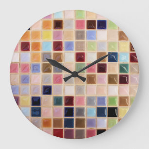 Vintage Mosaic Tiles Large Clock