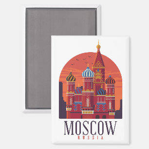 Vintage Moscow Russia Kremlin Skyline Magnet