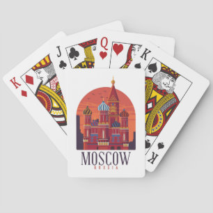 Vintage Moscow Russia Kremlin Skyline Playing Cards