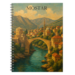 Vintage Mostar Bridge Bosnia Travel Notebook