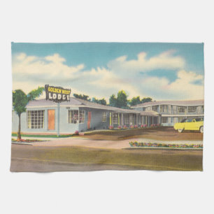 Vintage Motel, Golden West Lodge Hotel with Palms Tea Towel