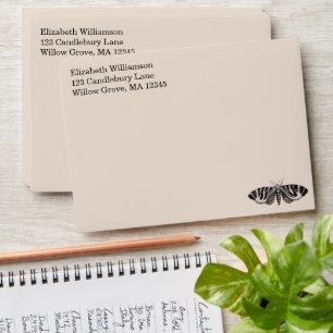 Vintage Moth Elegant Minimalist Personalised Envelope