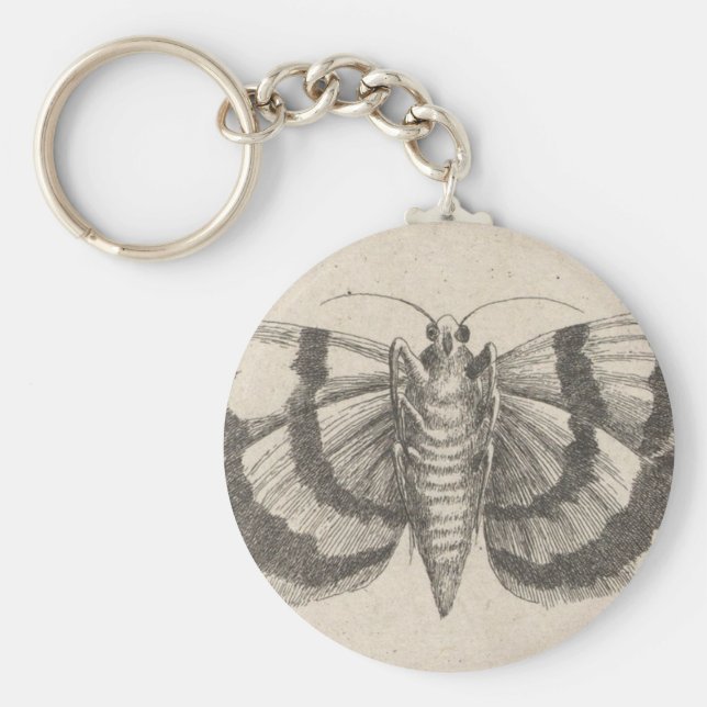 Vintage Moth Entomology Lepidoptera Insect Key Ring (Front)