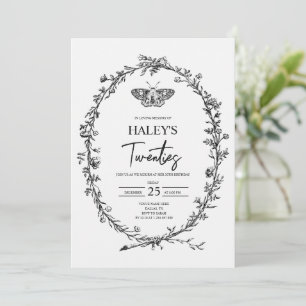 Vintage Moth Floral RIP Twenties 30th Birthday Invitation