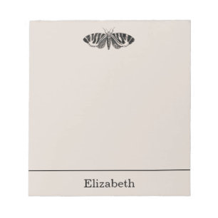 Vintage Moth Illustration Black and Buff Notepad