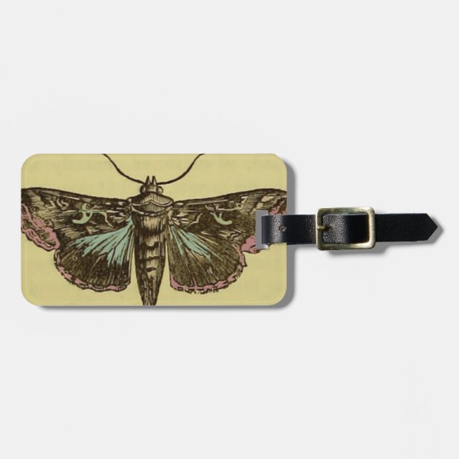 Vintage Moth Luggage Tag (Front Horizontal)