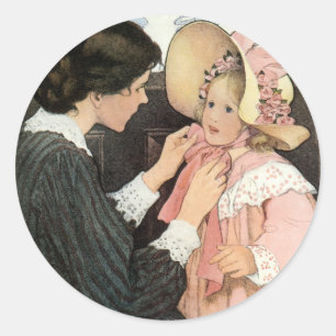 Vintage Mother and Child by Jessie Willcox Smith Classic Round Sticker