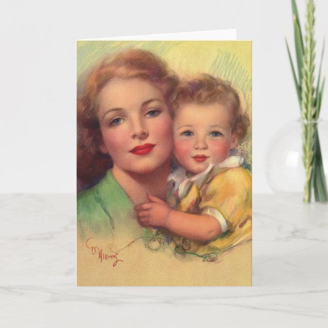 Vintage Mother and Child Family Portrait Card (Front)