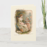 Vintage Mother and Child Picking Cherries