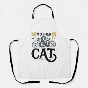 Vintage Mother Cat Shirt Design for Cat Moms_1 Apron