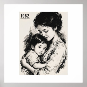 Vintage Mother & Child 1982 Poster