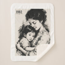 Vintage Mother & Child 1982 Sherpa Blanket