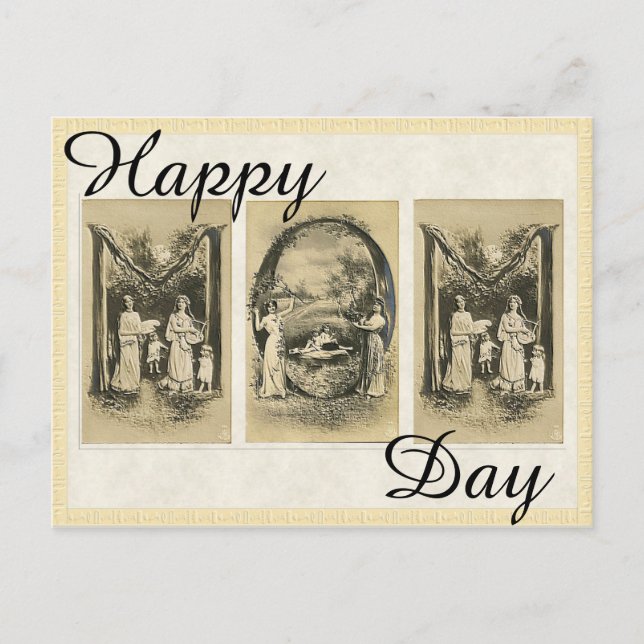 Vintage mother day card with Antique Alphabet Card (Front)