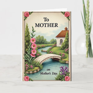 Vintage Mother Floral Scene Card