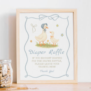 Vintage Mother Goose Baby shower Diaper Raffle  Poster