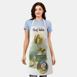 Vintage Mother Goose Nursery Rhyme Hey Diddle Apron