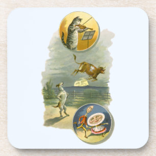 Vintage Mother Goose Nursery Rhyme Hey Diddle Coaster