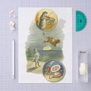 Vintage Mother Goose Nursery Rhyme Hey Diddle Tissue Paper