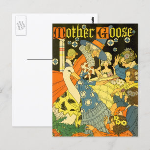 Vintage Mother Goose Reading Books to Children Postcard