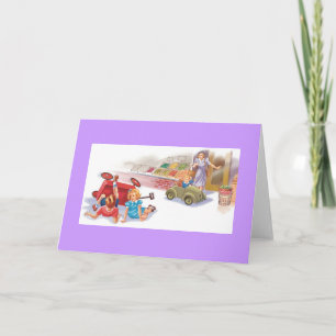 Vintage Mother & Kids Wagon Tumble Card