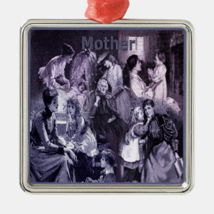 Vintage Mothers and Children Collage Metal Tree Decoration