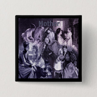 Vintage Mothers and Children Collage Mother's Day 15 Cm Square Badge
