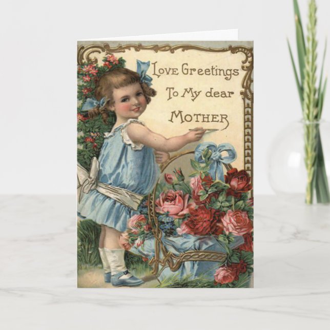Vintage Mother's Day Card with Cute Mother's Poem (Front)